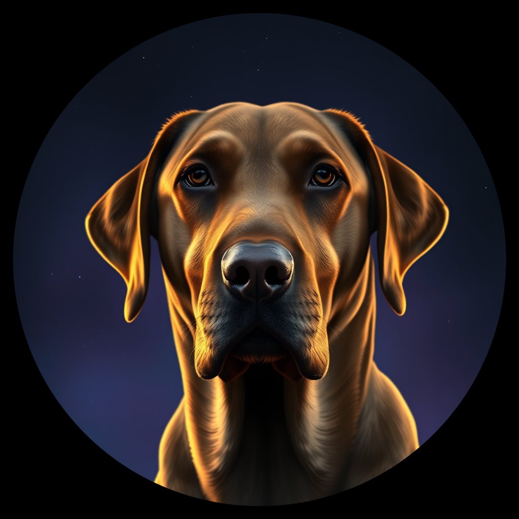Cosmic medallion portrait of 594_G0380_0464, a Labrador Retriever