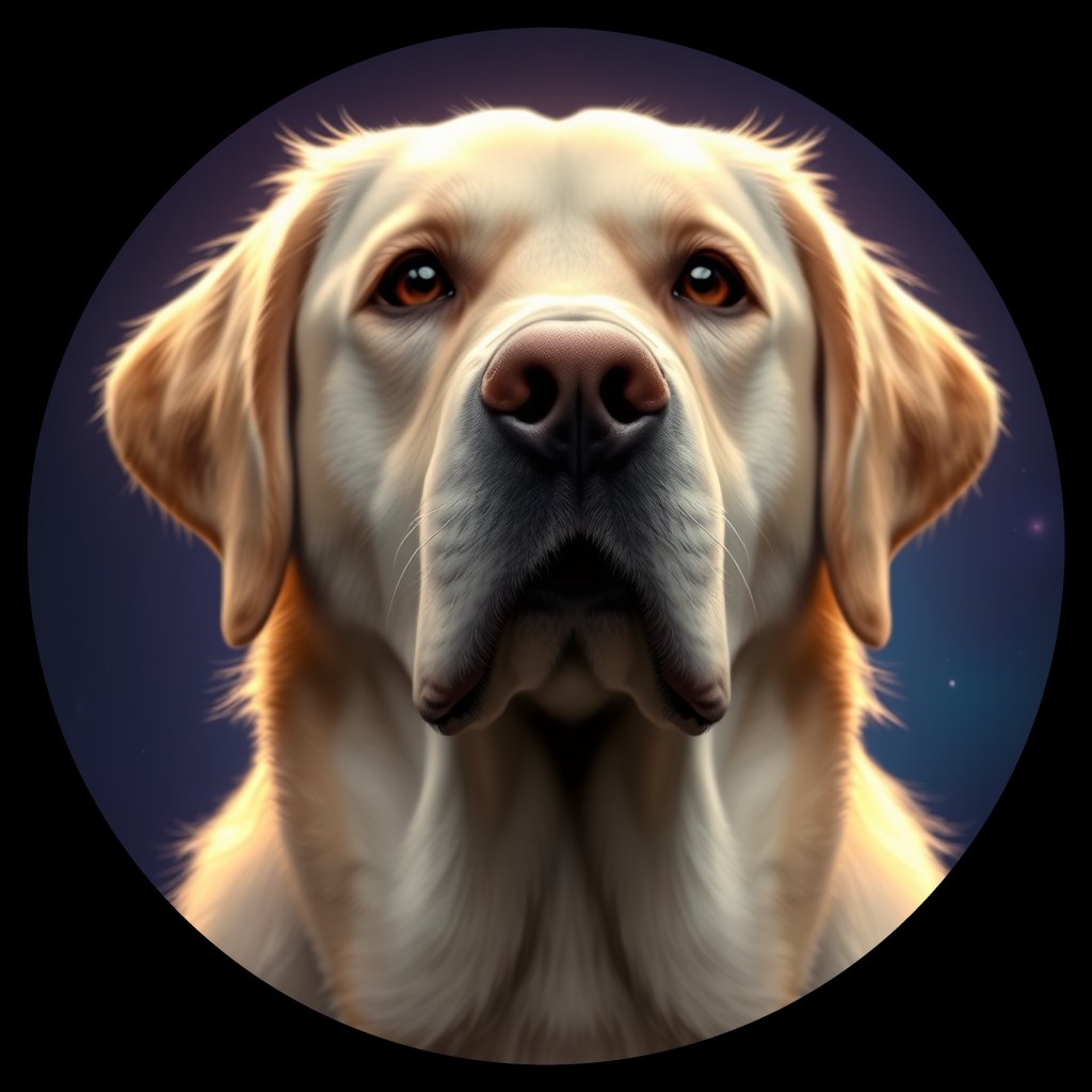 Cosmic medallion portrait of 597_G0380_0643, a Labrador Retriever