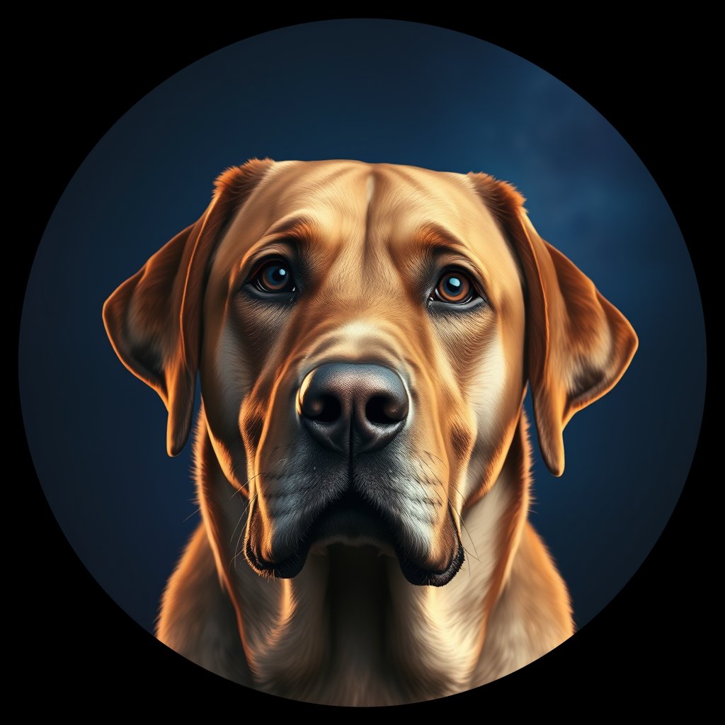 Cosmic medallion portrait of 599_G0380_0718, a Labrador Retriever