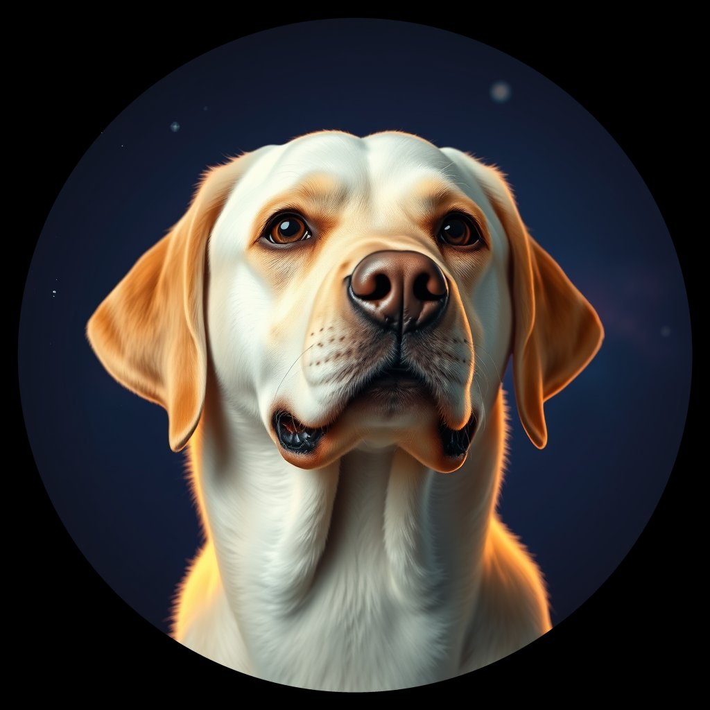 Cosmic medallion portrait of 59_G0380_0164, a Labrador Retriever