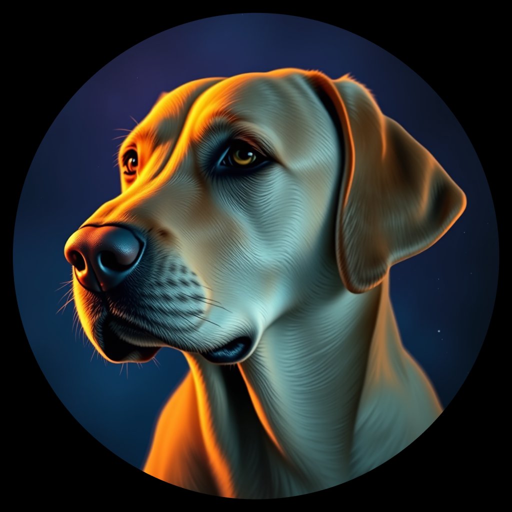 Cosmic medallion portrait of 600_G0380_0728, a Labrador Retriever
