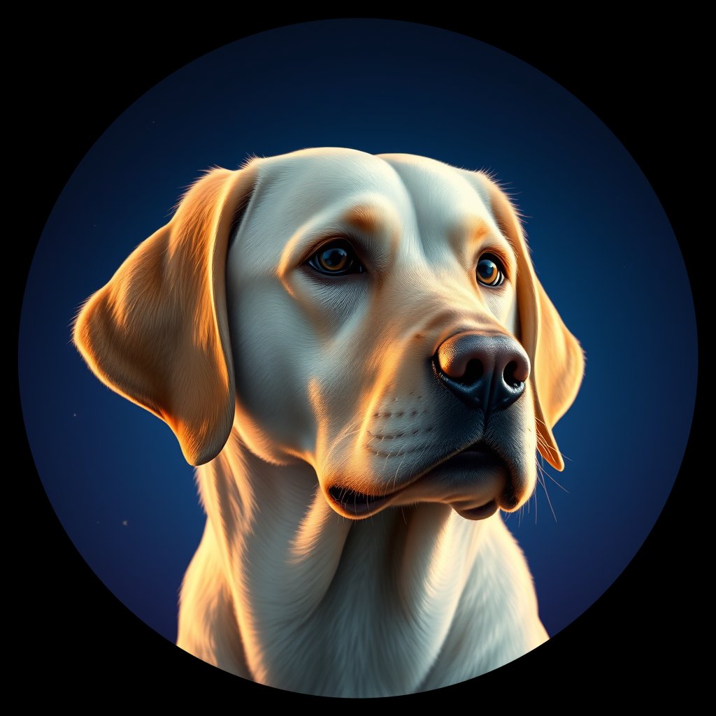 Cosmic medallion portrait of 6019_6019, a Labrador Retriever