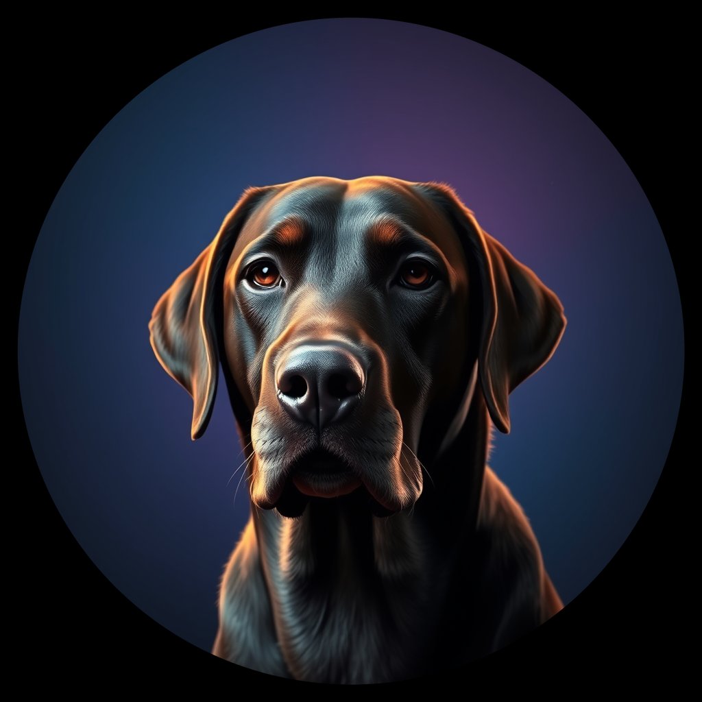 Cosmic medallion portrait of 606_G0380_0472, a Labrador Retriever