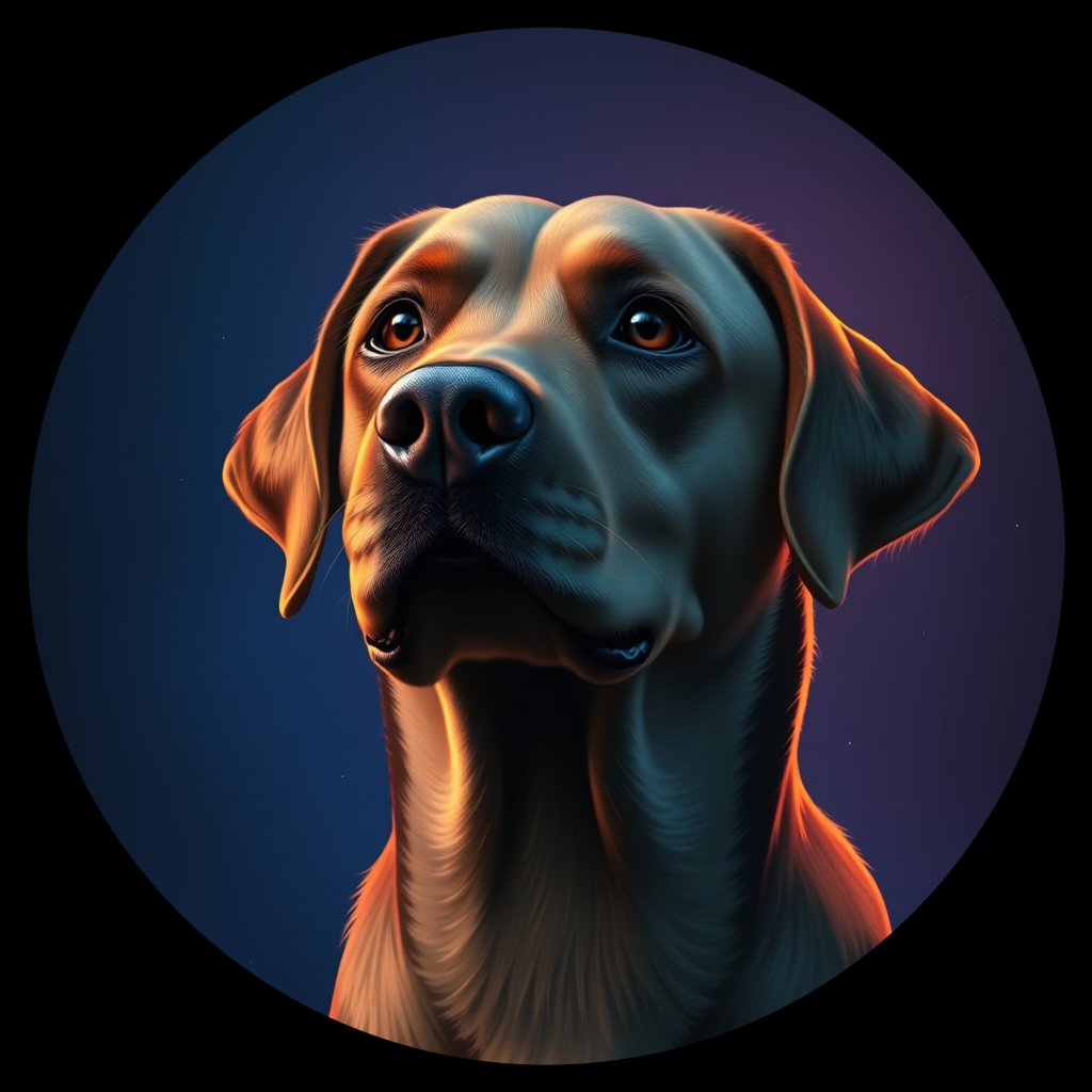 Cosmic medallion portrait of 607_G0380_0524, a Labrador Retriever