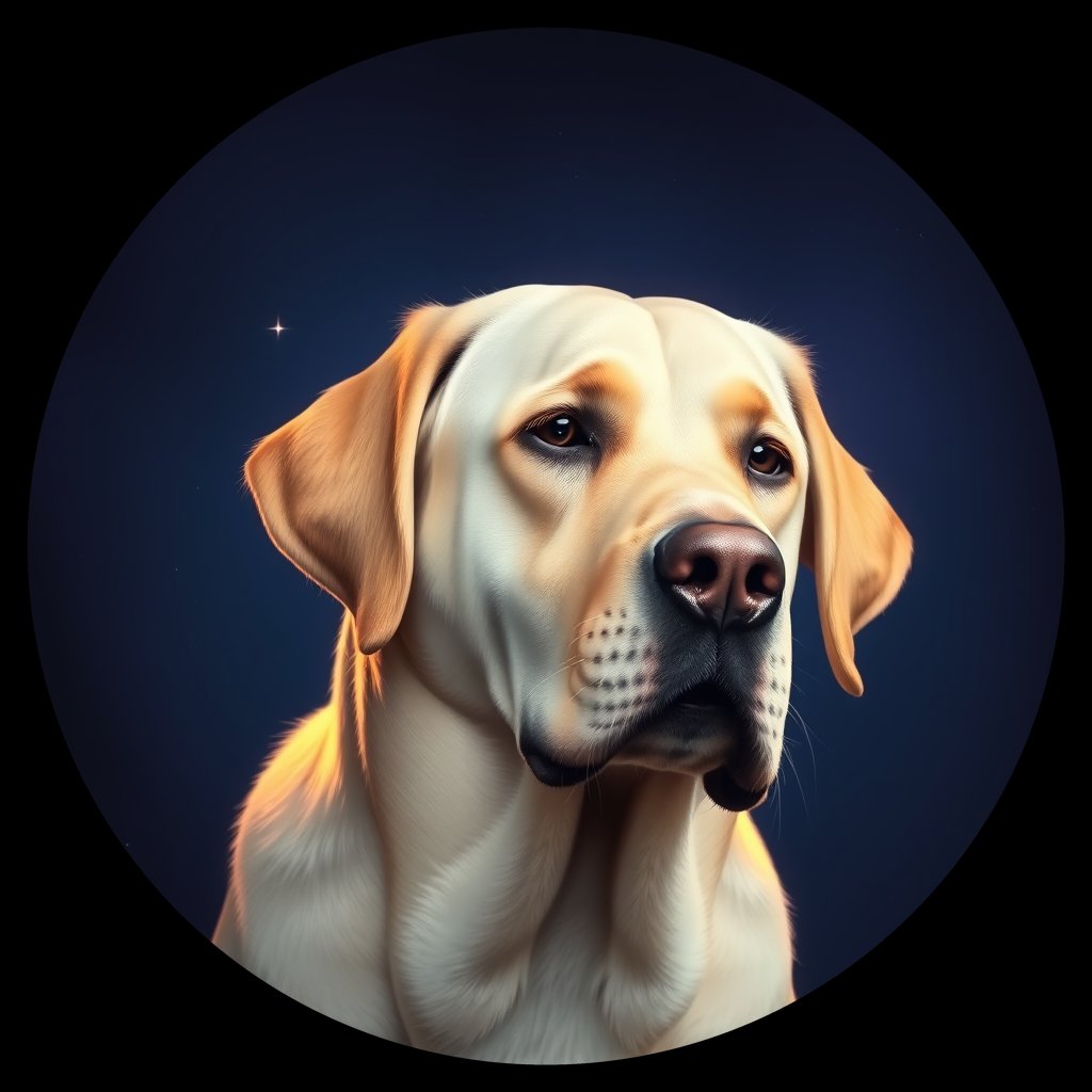 Cosmic medallion portrait of 6086_6086, a Labrador Retriever