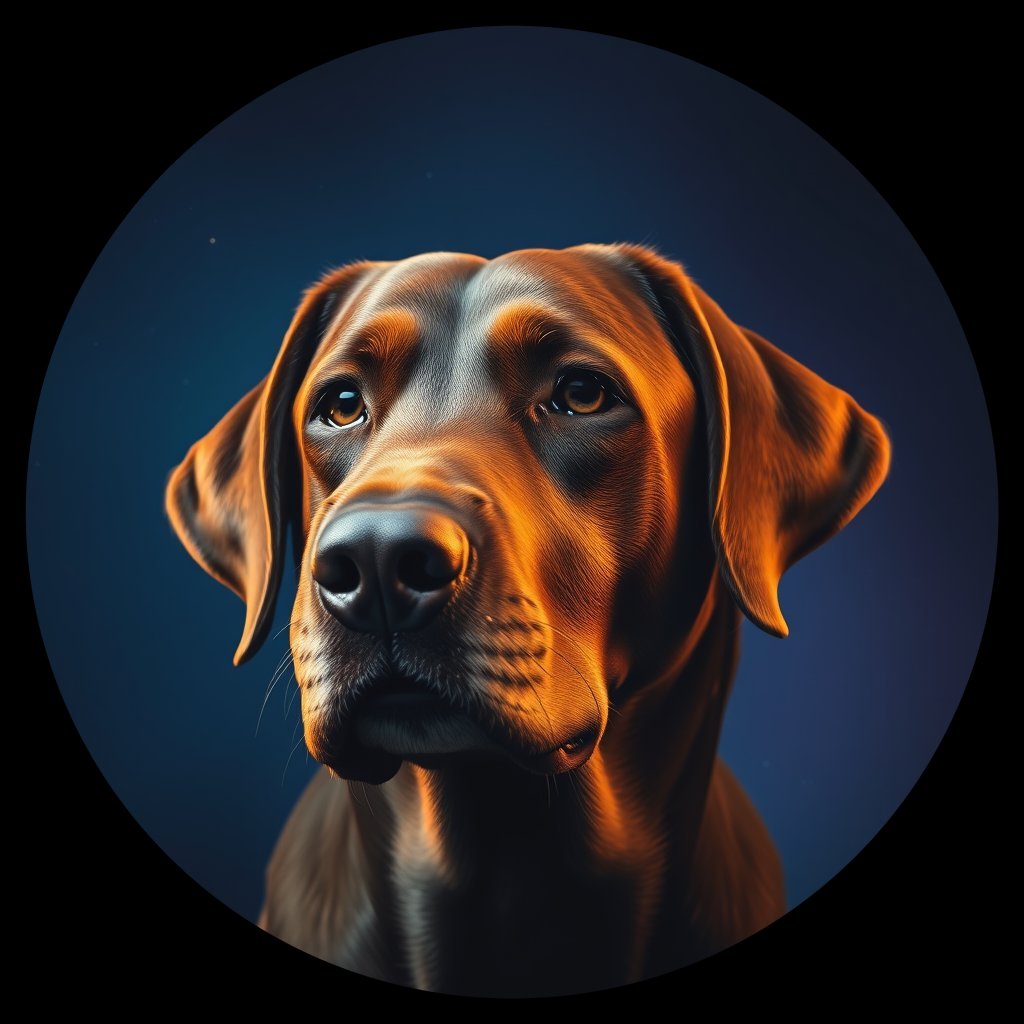 Cosmic medallion portrait of 60_G0380_0167, a Labrador Retriever