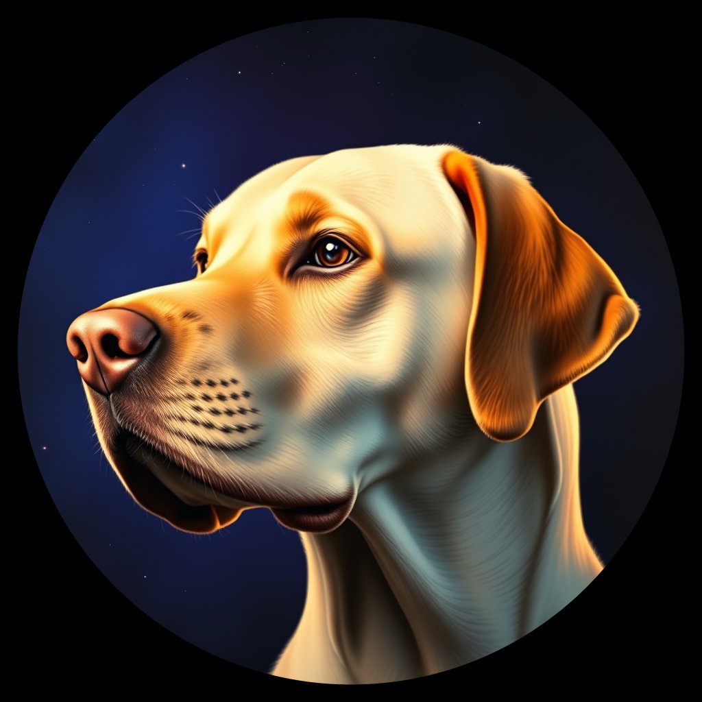 Cosmic medallion portrait of 6123_6123, a Labrador Retriever
