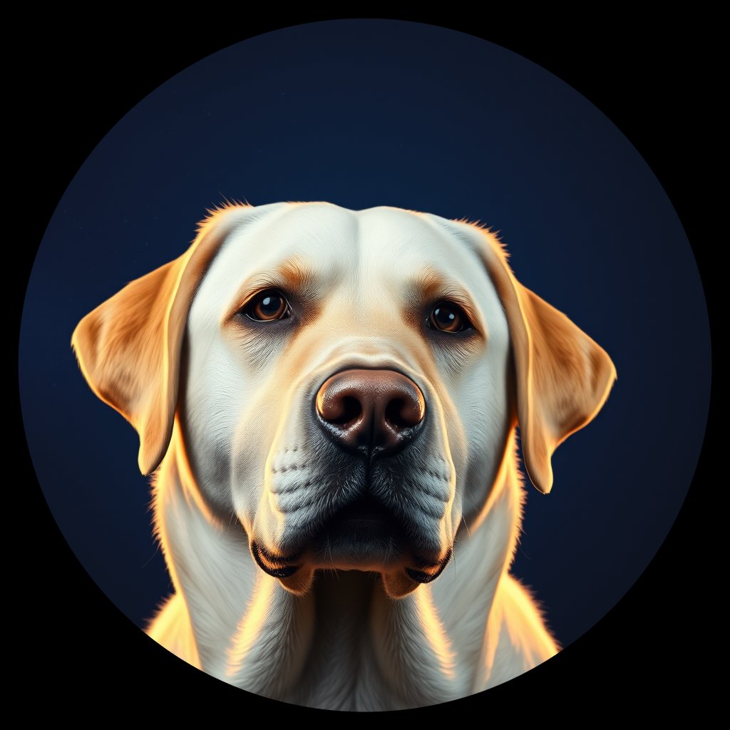 Cosmic medallion portrait of 612_G0380_0732, a Labrador Retriever