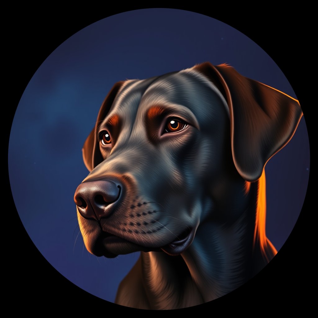 Cosmic medallion portrait of 613_G0380_0015, a Labrador Retriever
