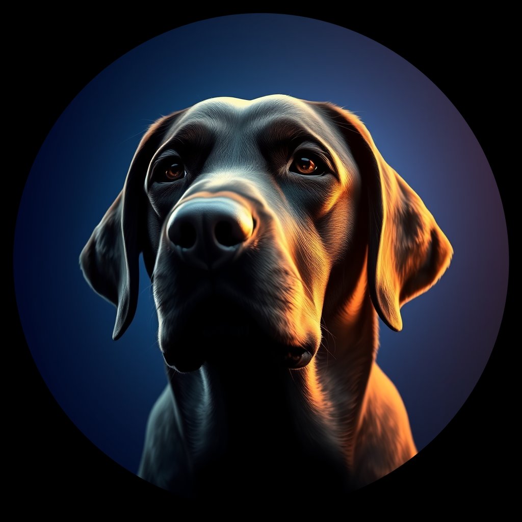 Cosmic medallion portrait of 614_614, a Labrador Retriever