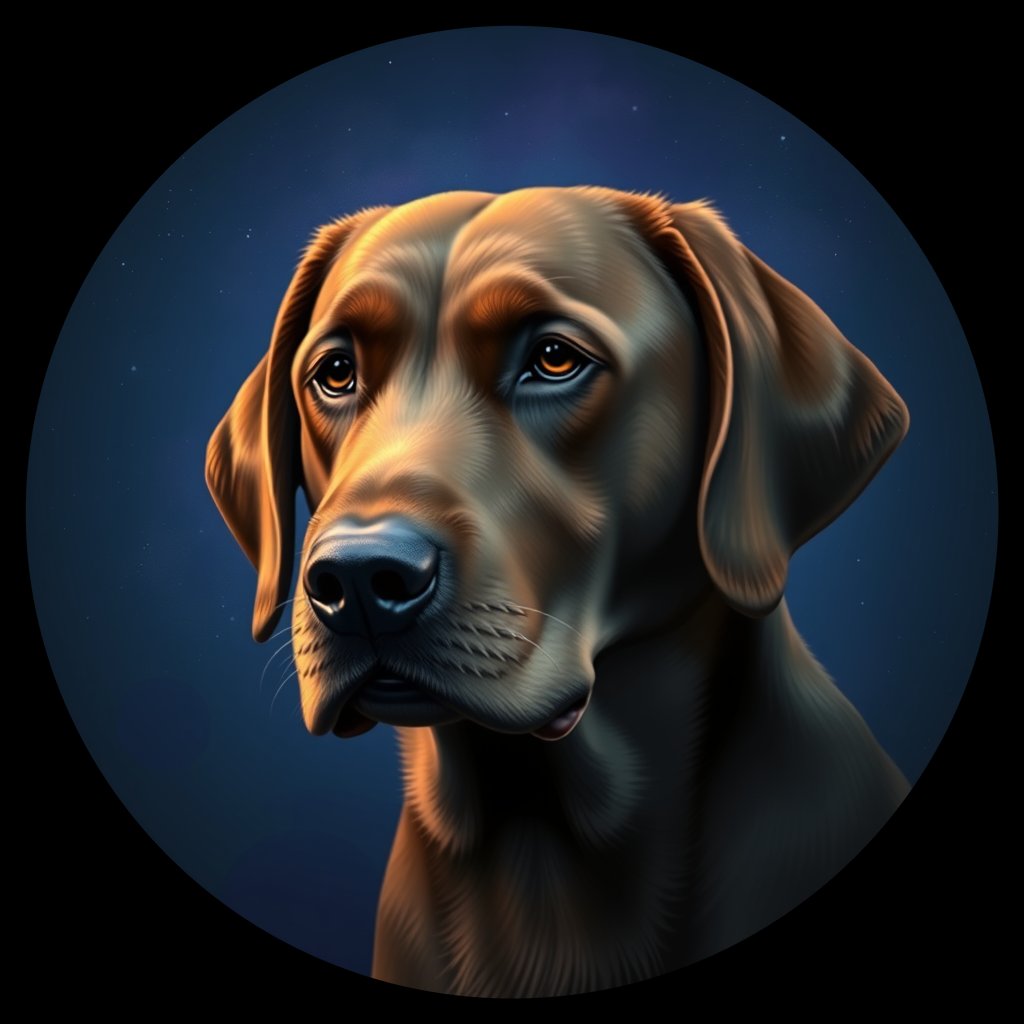 Cosmic medallion portrait of 614_G0380_0044, a Labrador Retriever