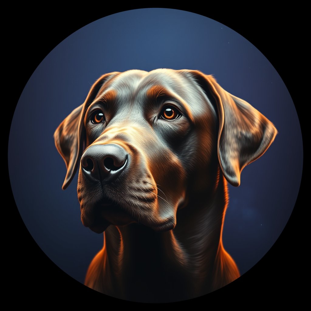 Cosmic medallion portrait of 615_G0380_0322, a Labrador Retriever