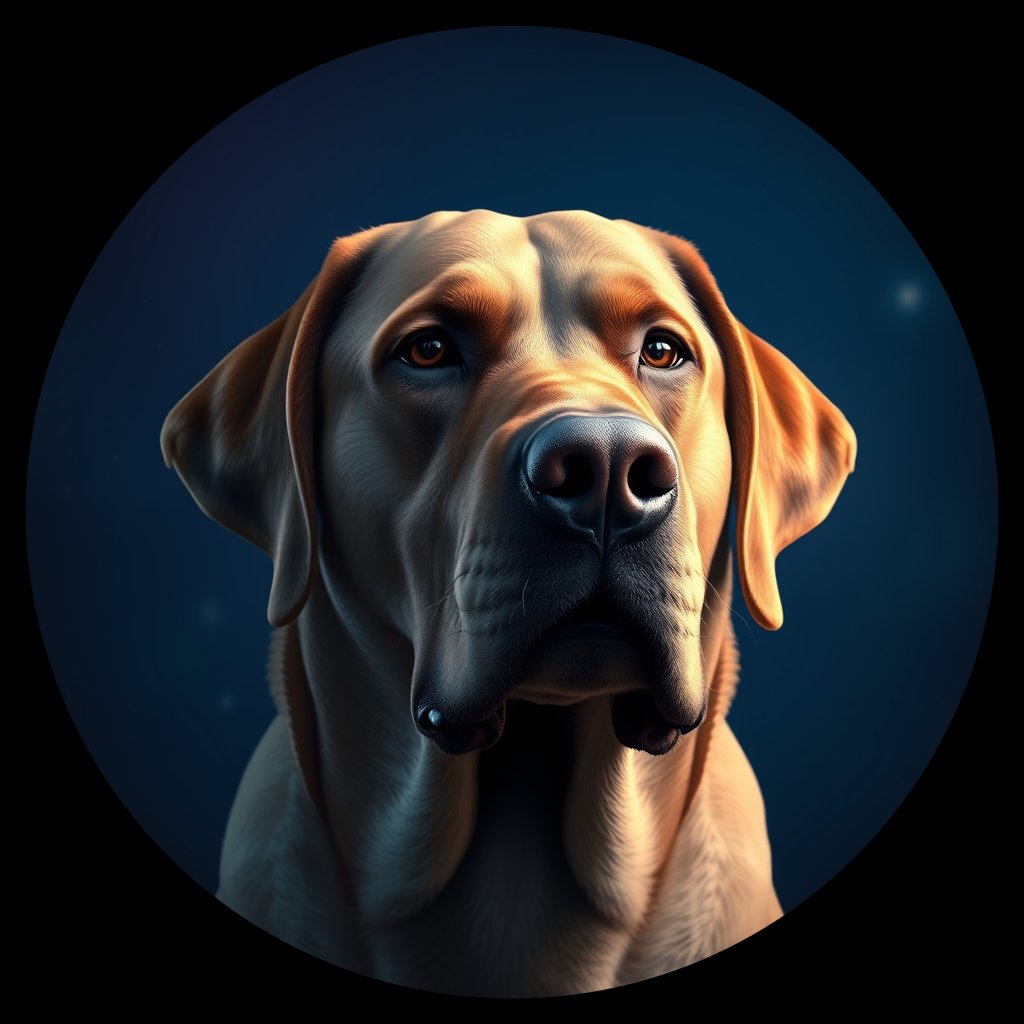 Cosmic medallion portrait of 618_G0380_0473, a Labrador Retriever