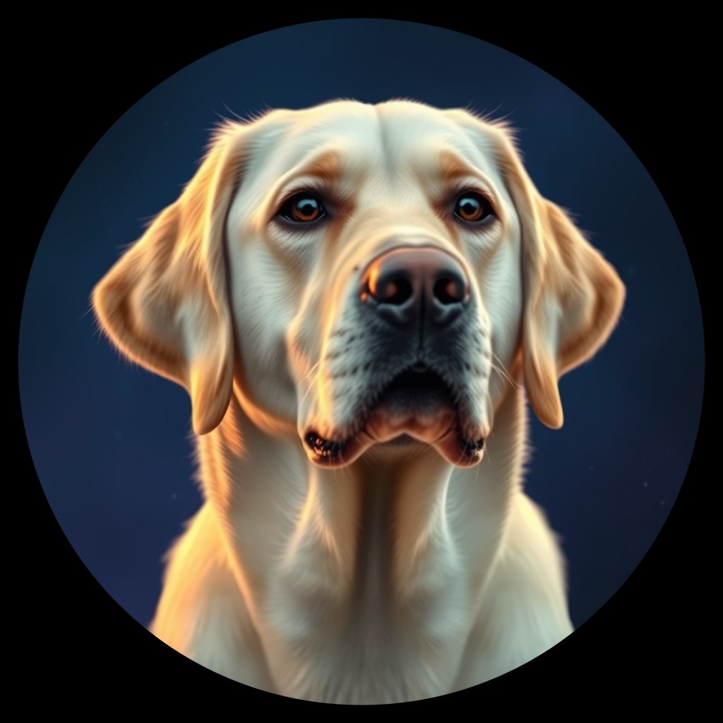 Cosmic medallion portrait of 6195_6195, a Labrador Retriever