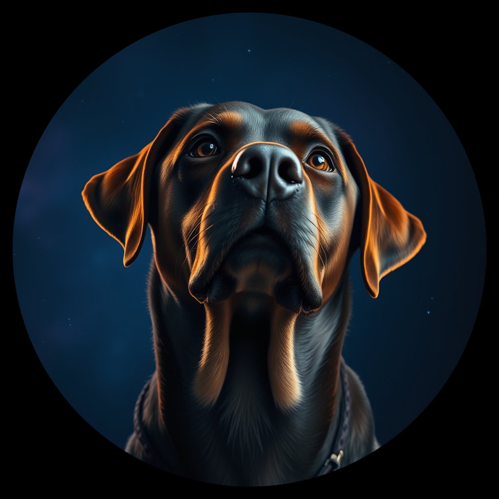 Cosmic medallion portrait of 619_G0380_0533, a Labrador Retriever