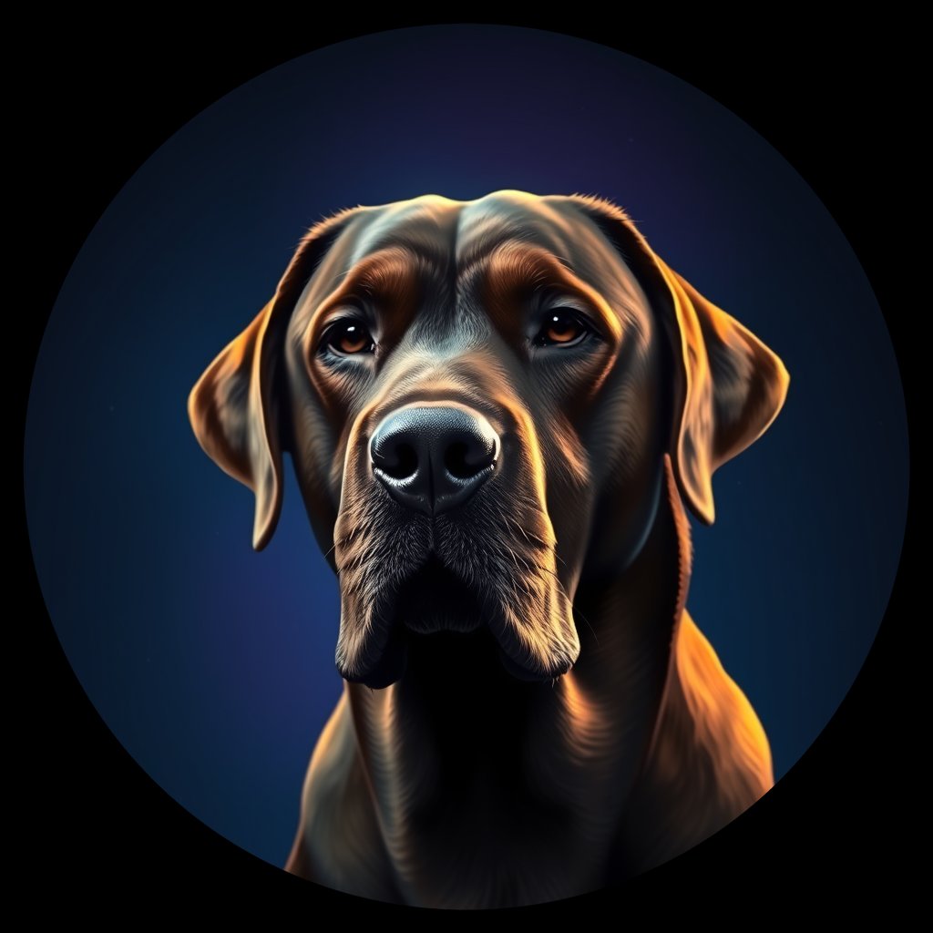 Cosmic medallion portrait of 61_G0380_0175, a Labrador Retriever