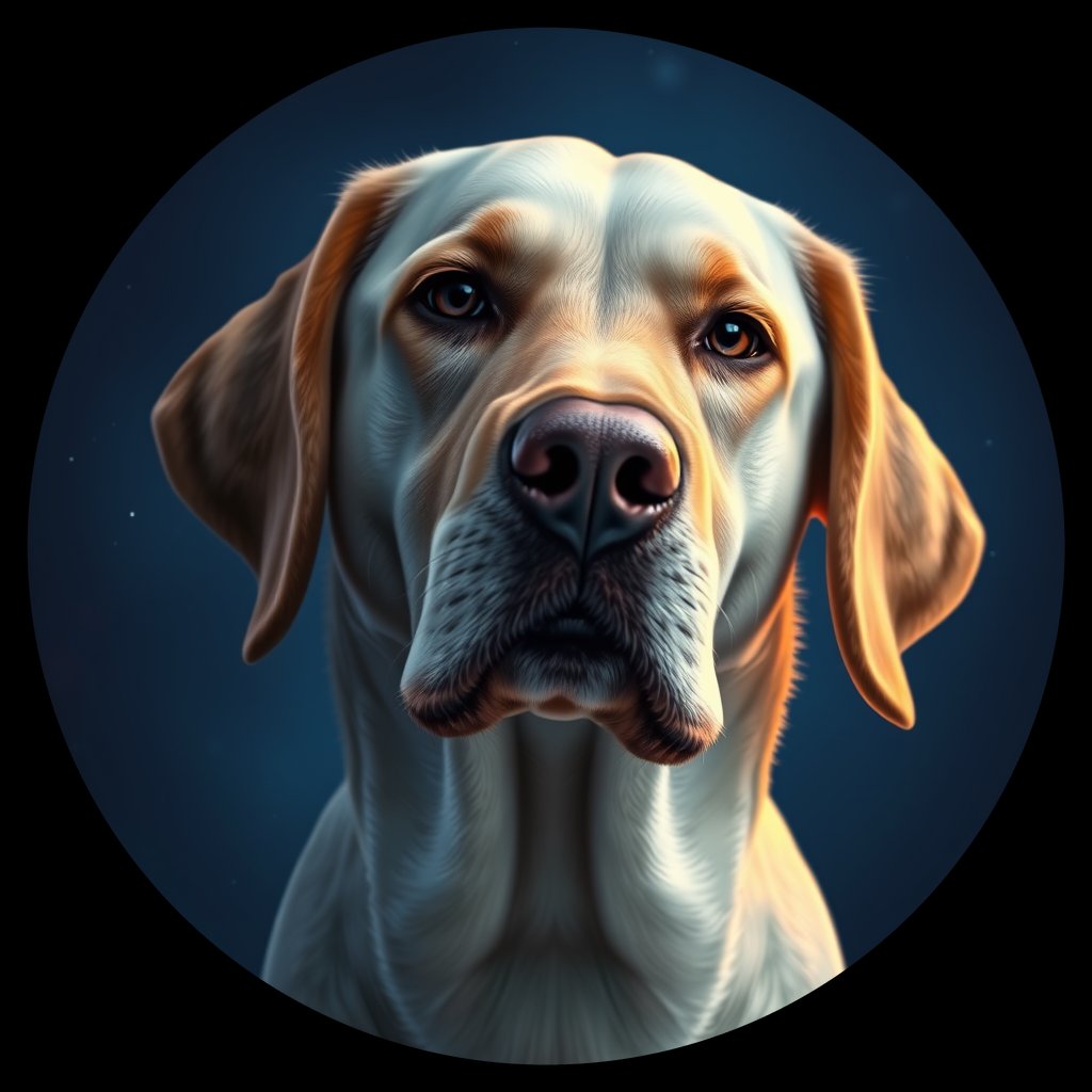 Cosmic medallion portrait of 627_G0380_0325, a Labrador Retriever