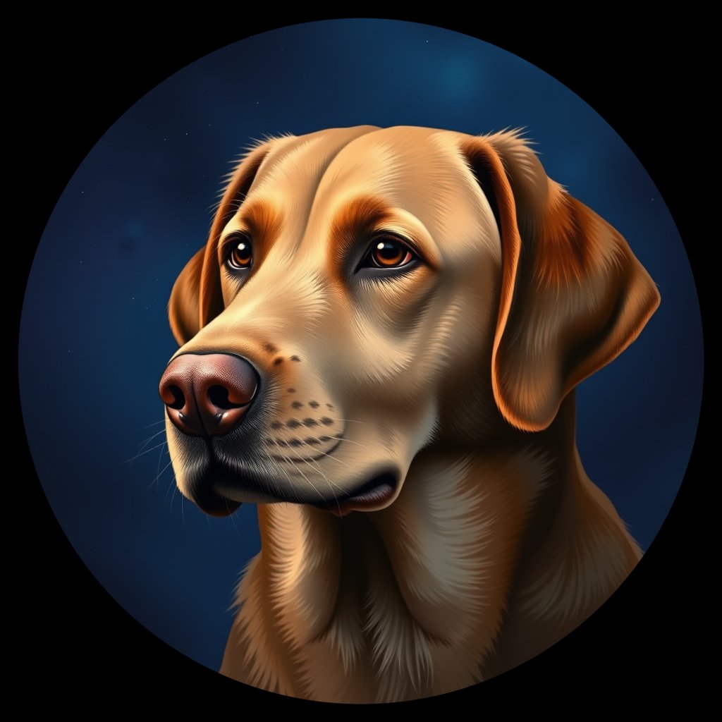 Cosmic medallion portrait of 6288_6288, a Labrador Retriever