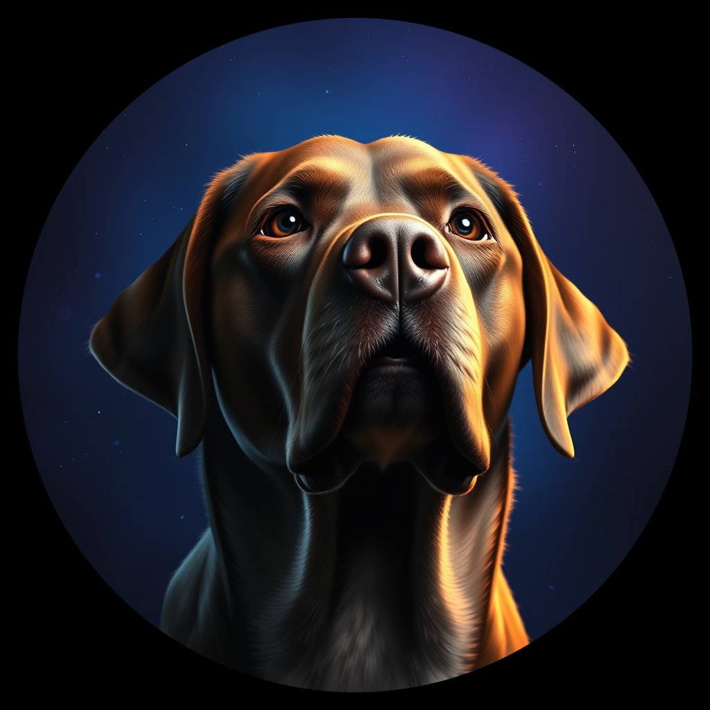 Cosmic medallion portrait of 6297_6297, a Labrador Retriever