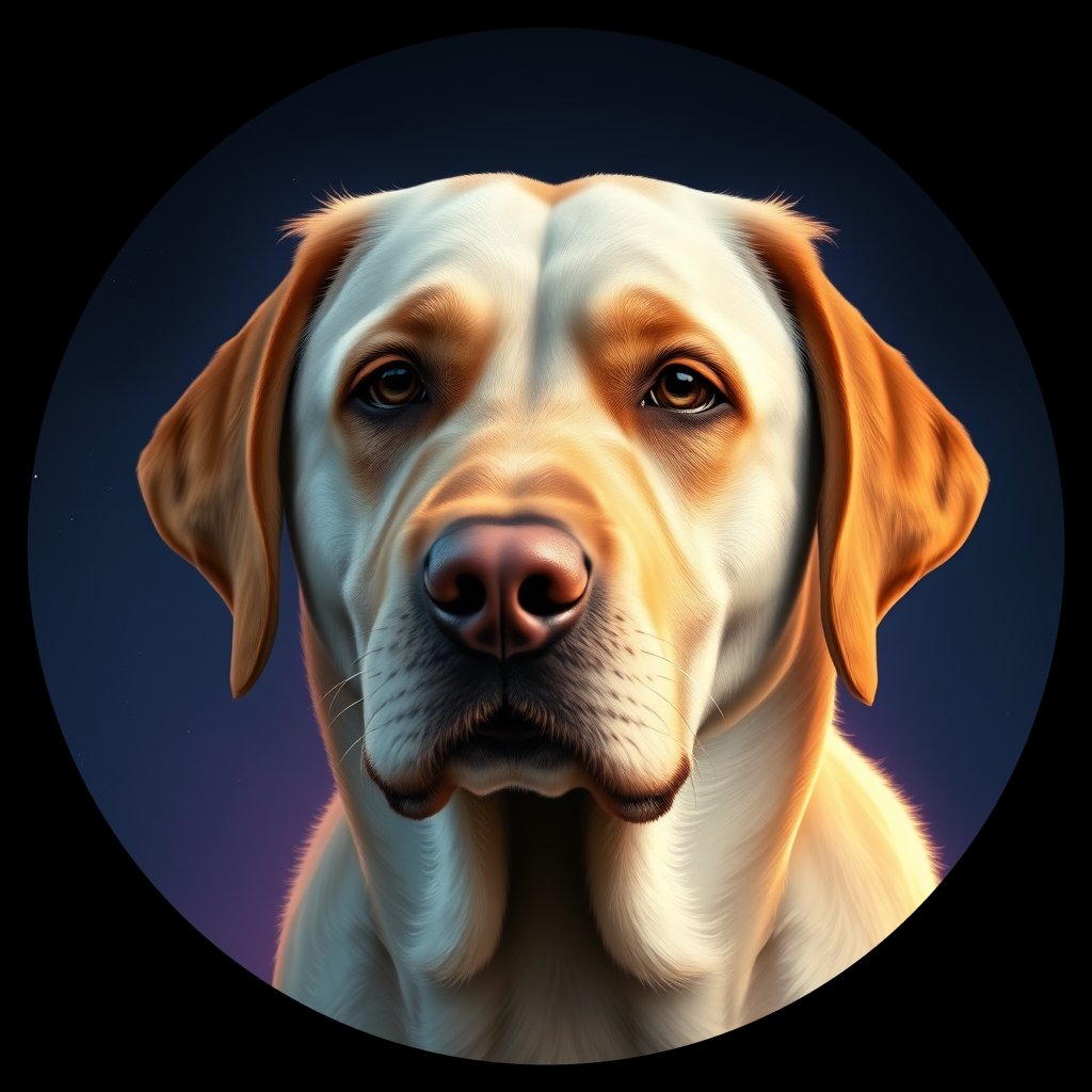 Cosmic medallion portrait of 629_G0380_0444, a Labrador Retriever