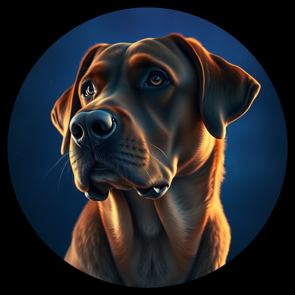 Cosmic medallion portrait of 631_G0380_0535, a Labrador Retriever