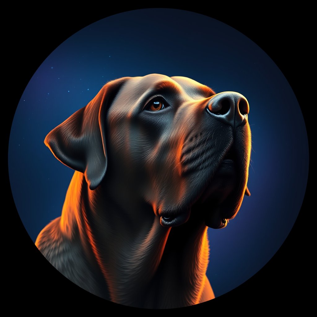 Cosmic medallion portrait of 636_G0380_0748, a Labrador Retriever