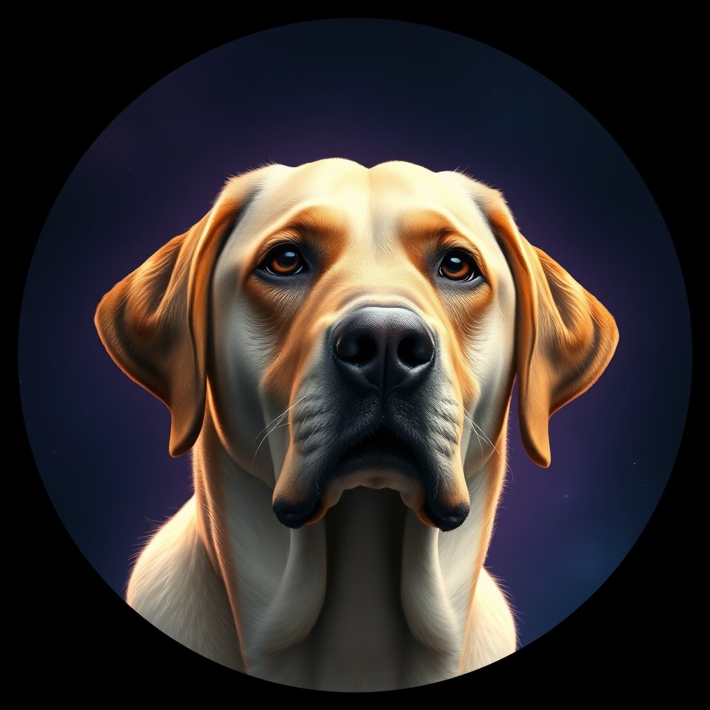 Cosmic medallion portrait of 639_G0380_0328, a Labrador Retriever