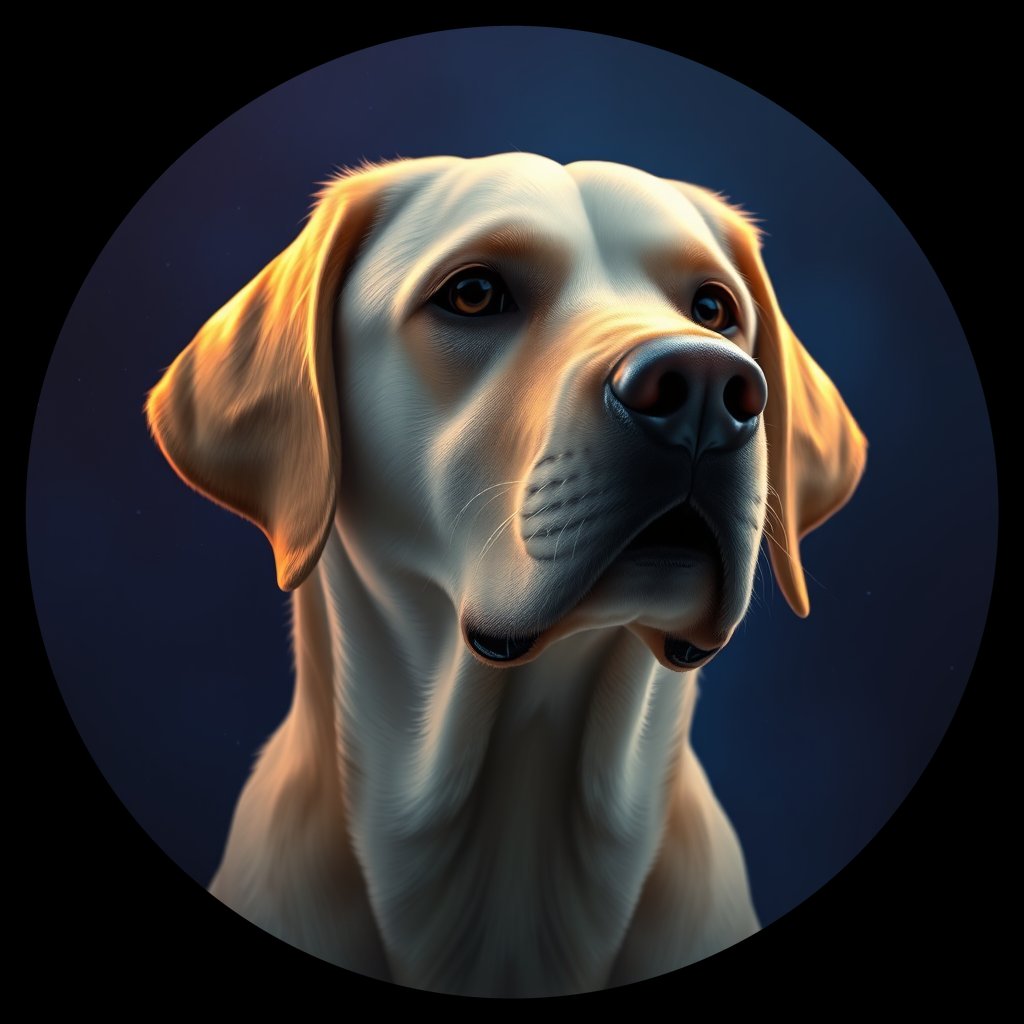 Cosmic medallion portrait of 63_63, a Labrador Retriever