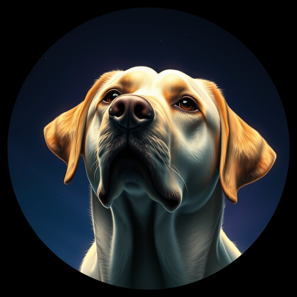 Cosmic medallion portrait of 640_G0380_0393, a Labrador Retriever