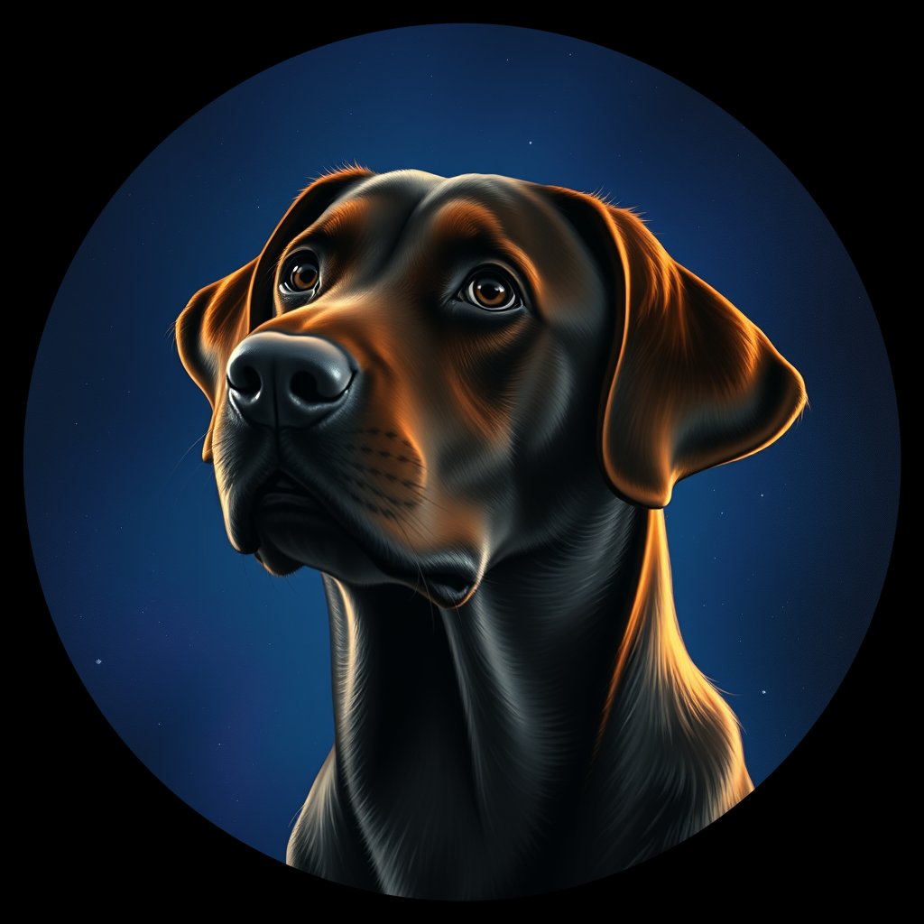 Cosmic medallion portrait of 644_G0380_0604, a Labrador Retriever