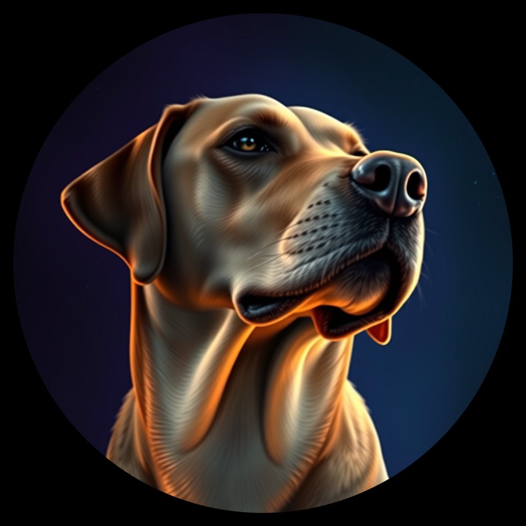 Cosmic medallion portrait of 646_G0380_0689, a Labrador Retriever