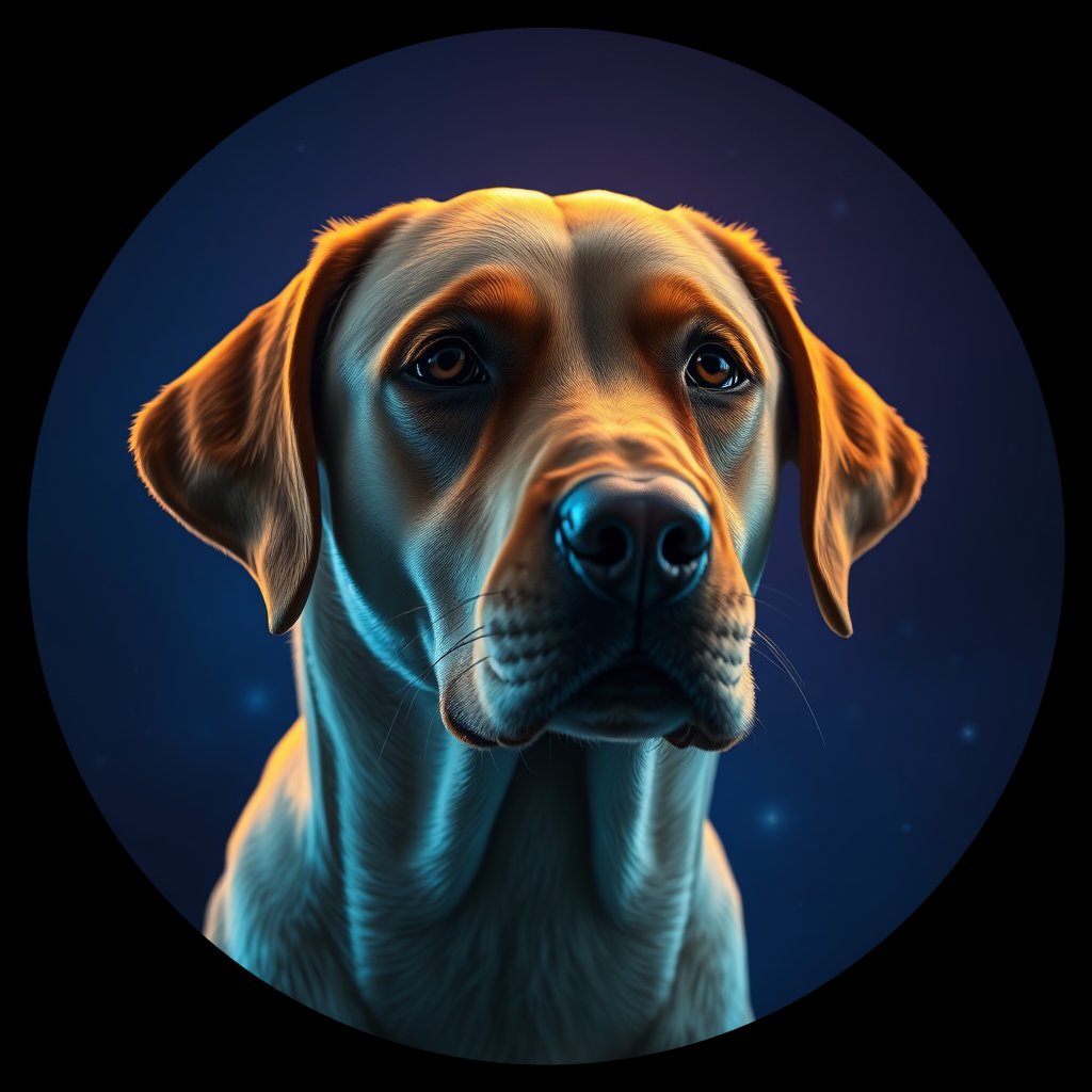 Cosmic medallion portrait of 648_G0380_0750, a Labrador Retriever