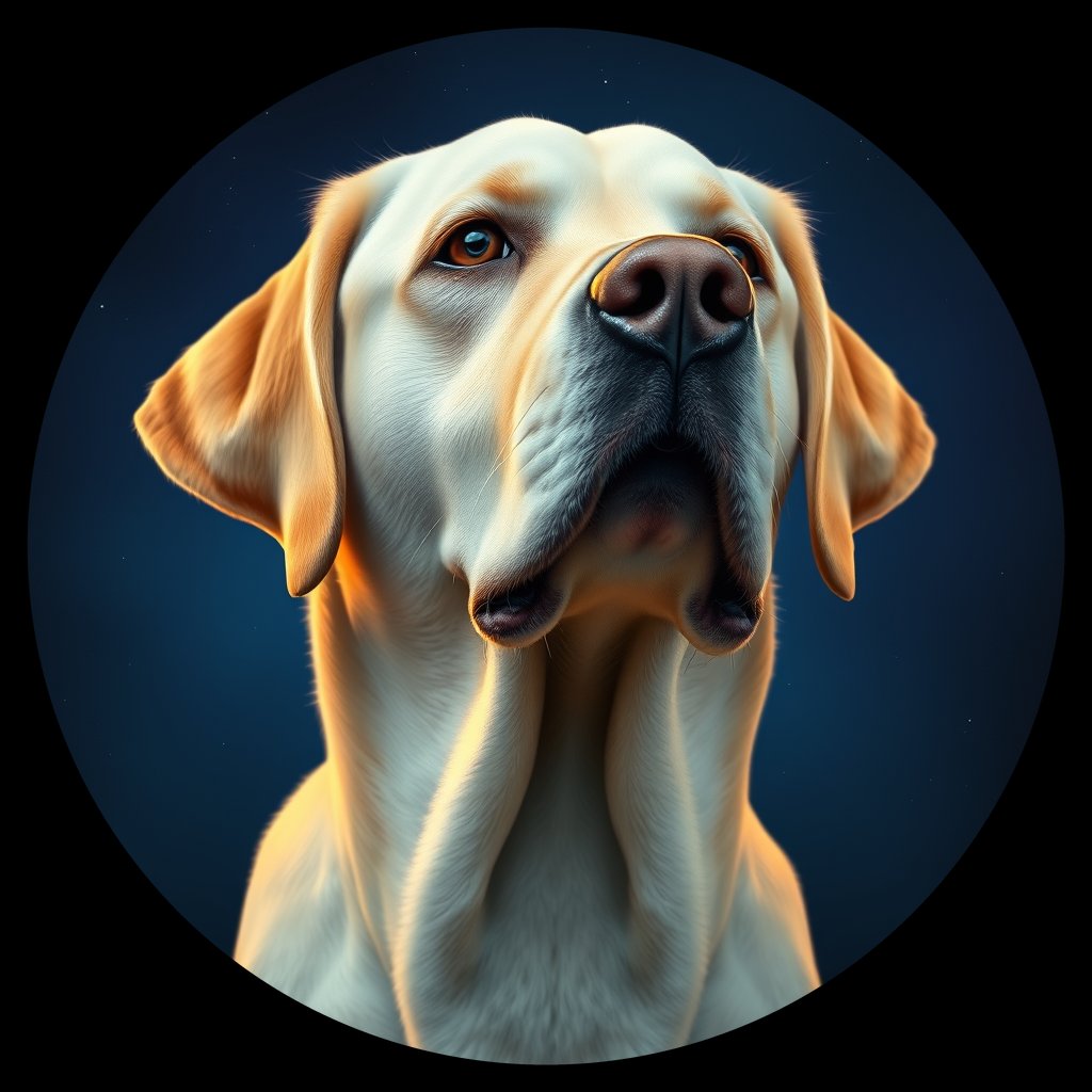 Cosmic medallion portrait of 6508_6508, a Labrador Retriever