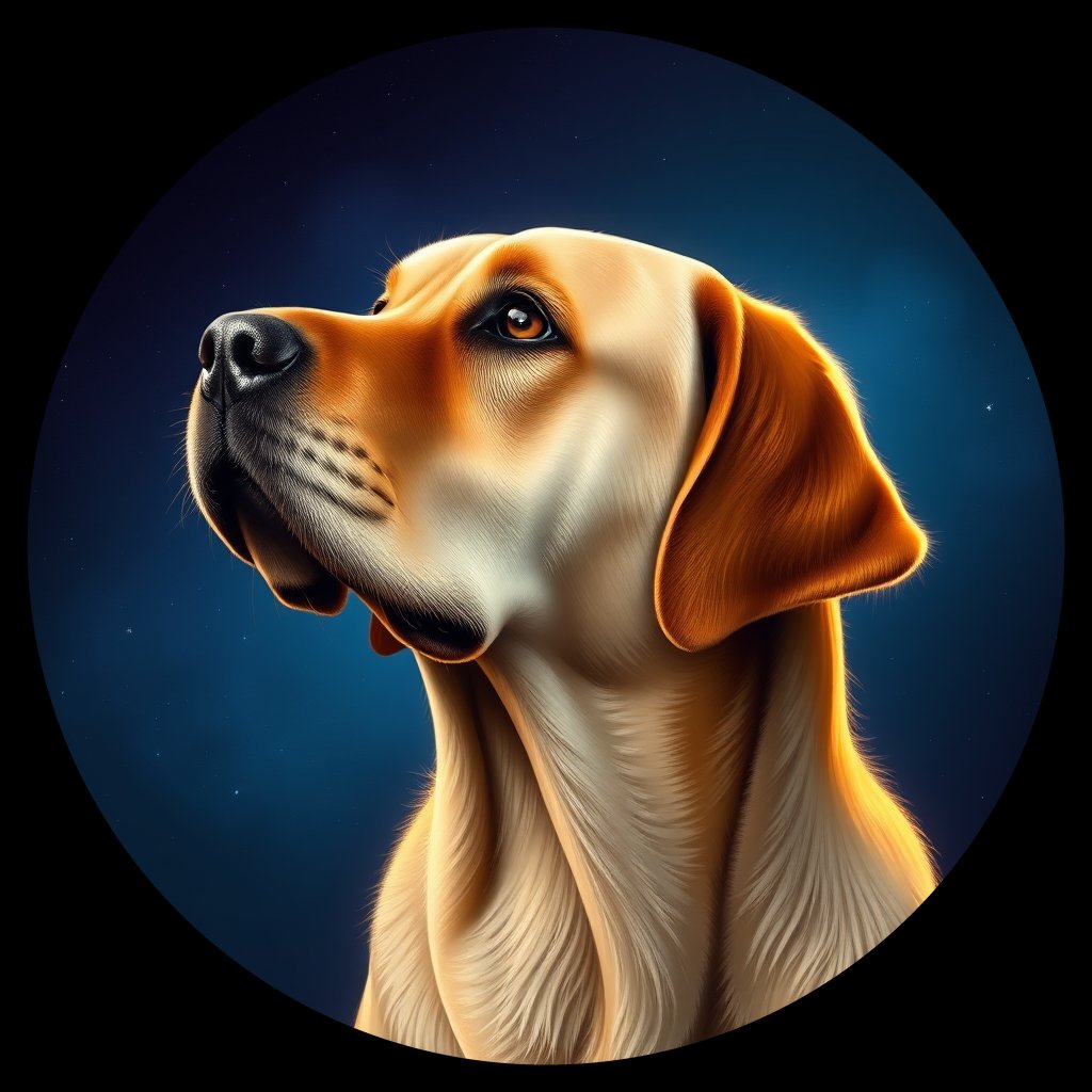 Cosmic medallion portrait of 6521_6521, a Labrador Retriever