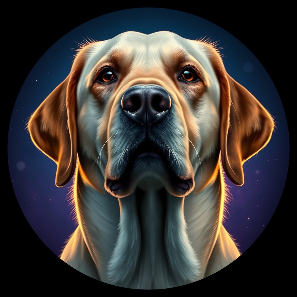 Cosmic medallion portrait of 6522_6522, a Labrador Retriever