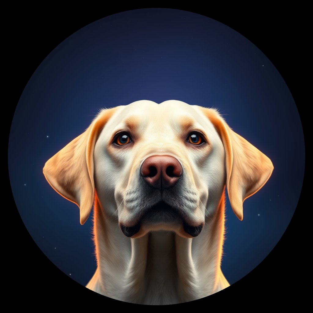 Cosmic medallion portrait of 652_G0380_0396, a Labrador Retriever