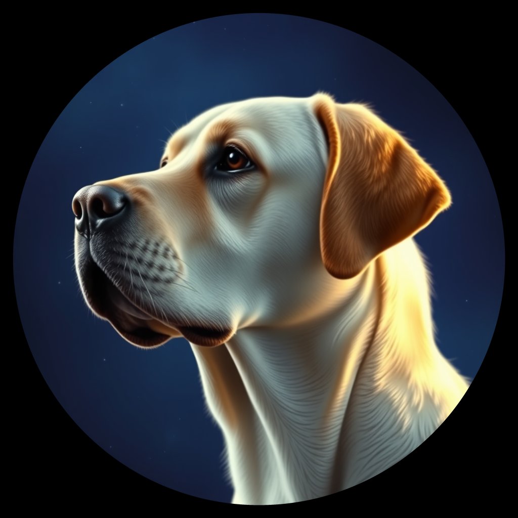Cosmic medallion portrait of 653_G0380_0448, a Labrador Retriever