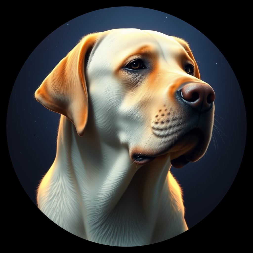 Cosmic medallion portrait of 6558_6558, a Labrador Retriever