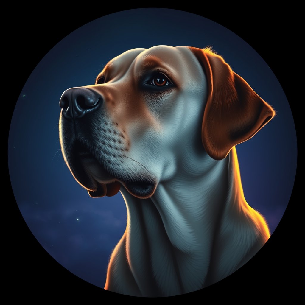 Cosmic medallion portrait of 6564_6564, a Labrador Retriever