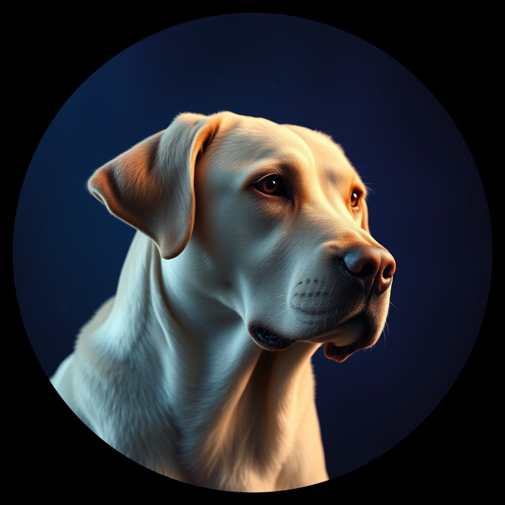 Cosmic medallion portrait of 656_G0380_0613, a Labrador Retriever