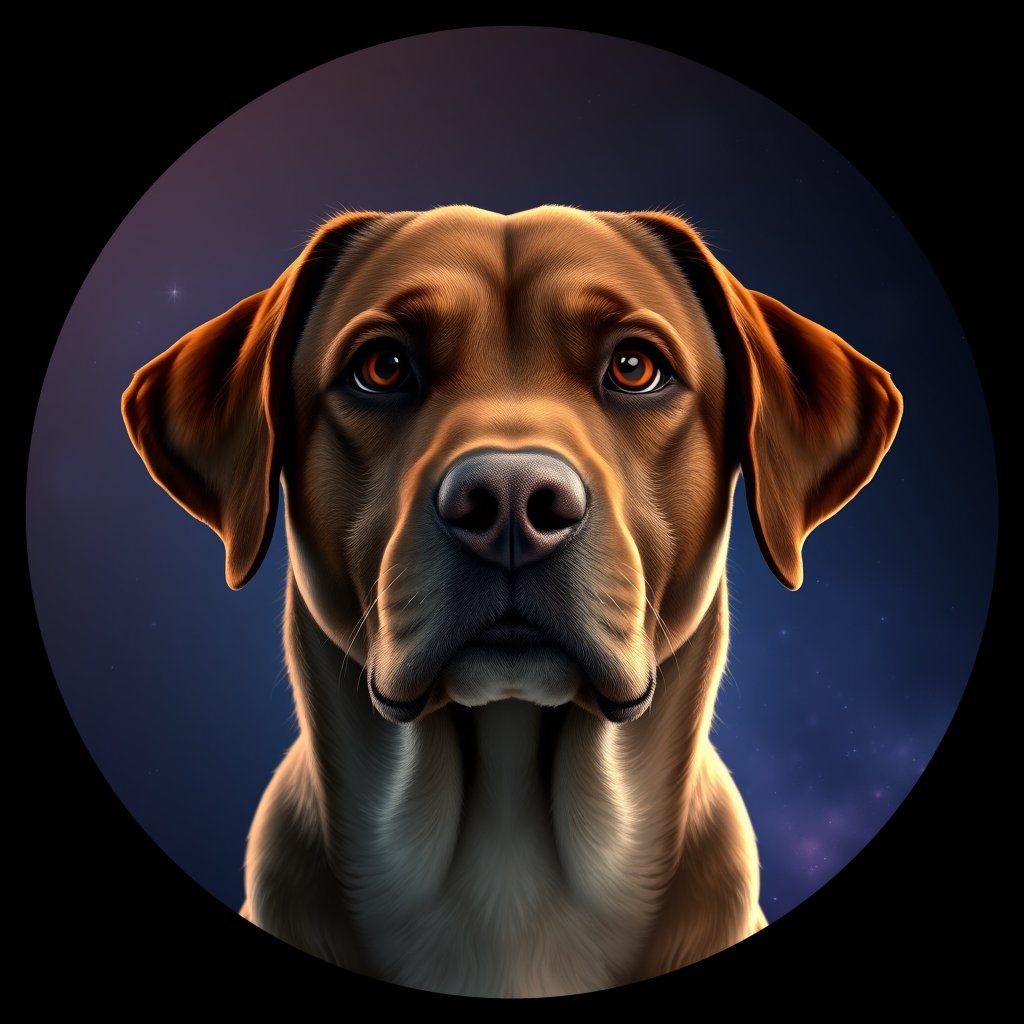 Cosmic medallion portrait of 658_G0380_0693, a Labrador Retriever