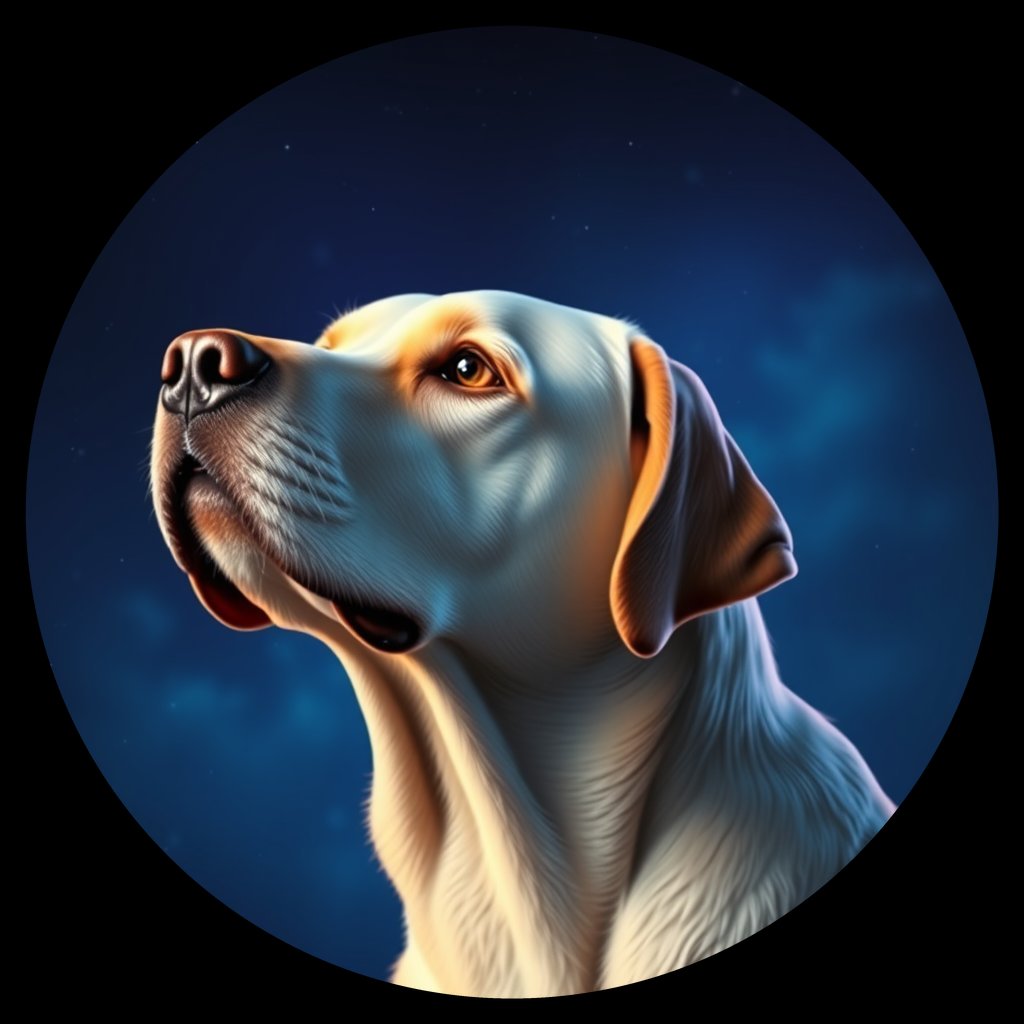 Cosmic medallion portrait of 65_G0380_0185, a Labrador Retriever