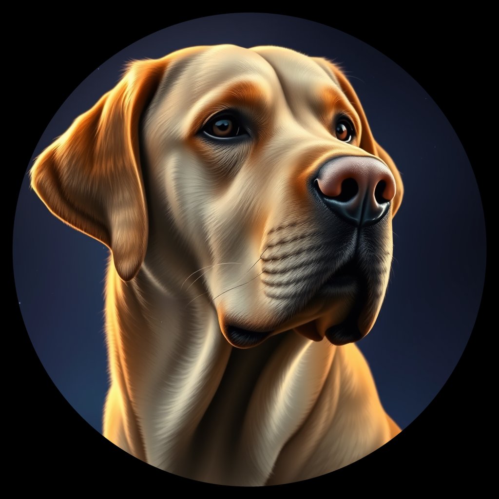 Cosmic medallion portrait of 6614_6614, a Labrador Retriever