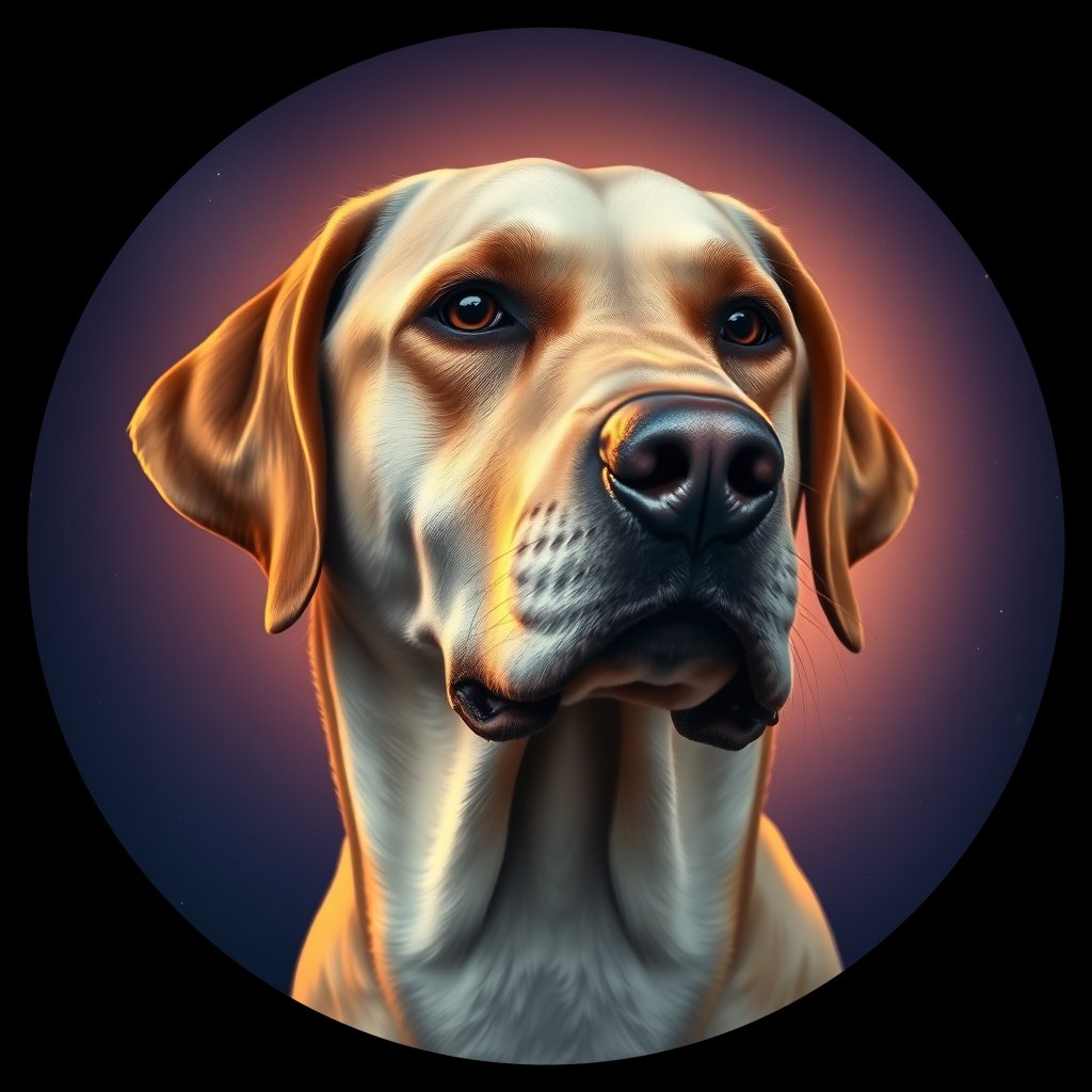Cosmic medallion portrait of 661_G0380_0028, a Labrador Retriever