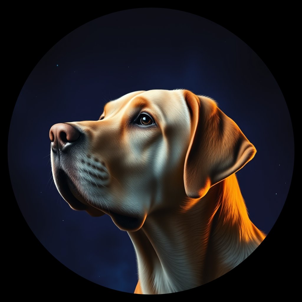 Cosmic medallion portrait of 662_G0380_0310, a Labrador Retriever