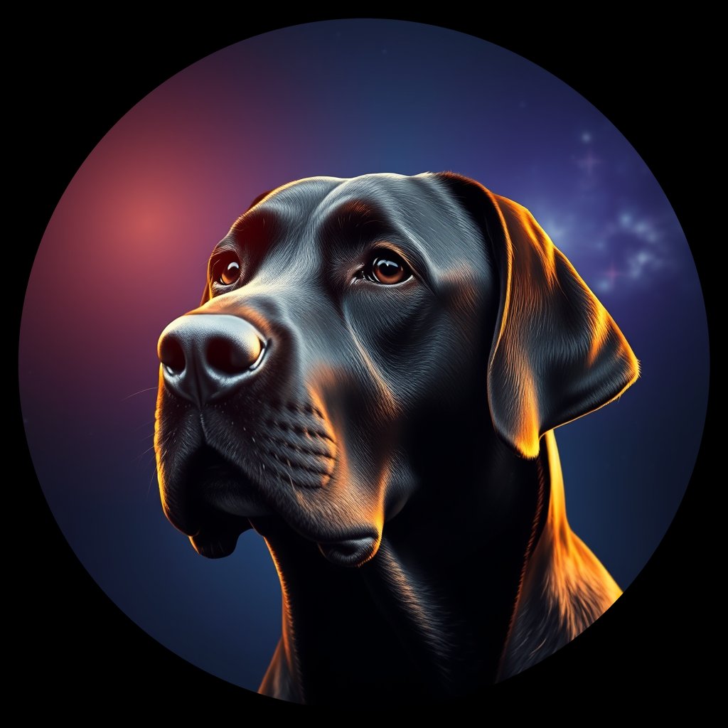 Cosmic medallion portrait of 664_G0380_0397, a Labrador Retriever