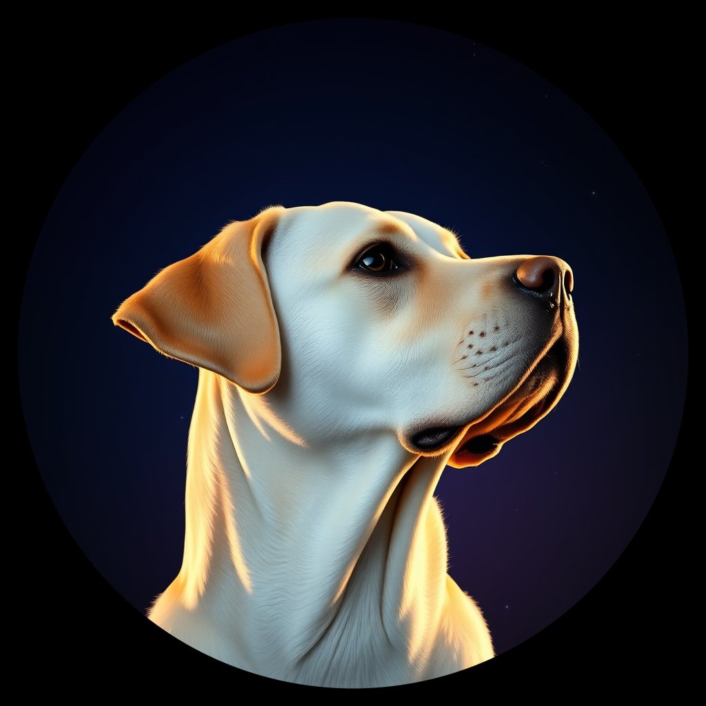 Cosmic medallion portrait of 6694_6694, a Labrador Retriever