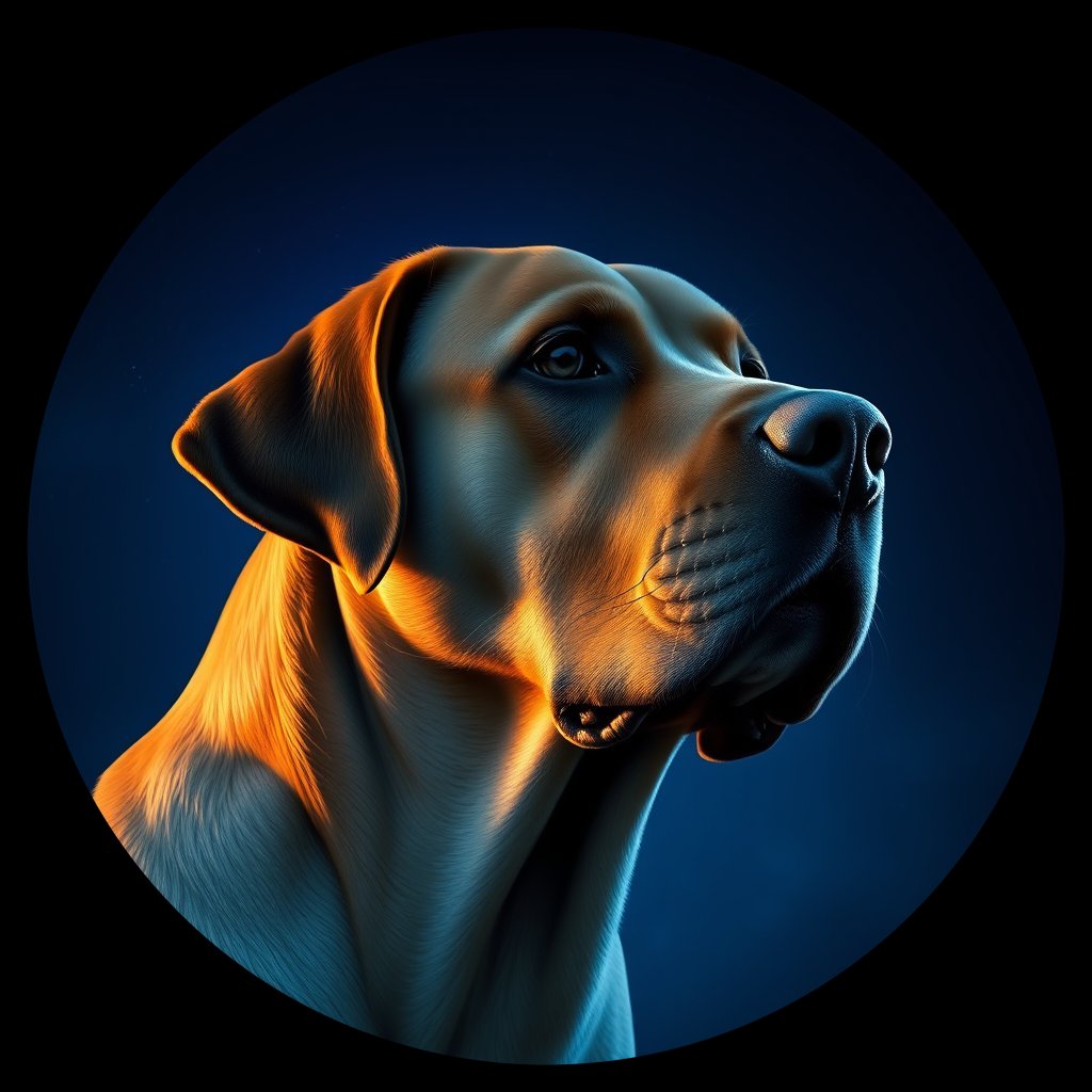 Cosmic medallion portrait of 66_G0380_0193, a Labrador Retriever