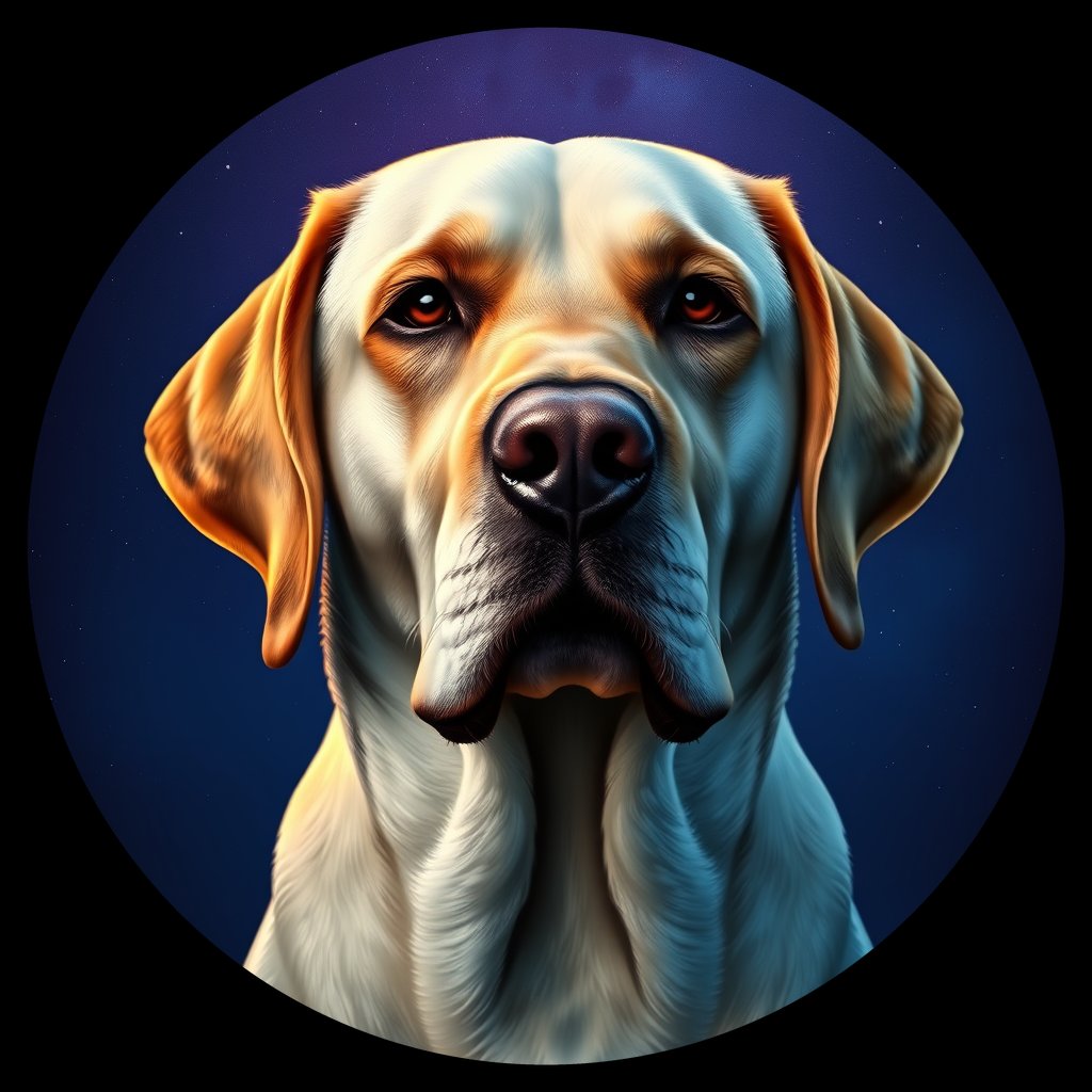 Cosmic medallion portrait of 6707_6707, a Labrador Retriever