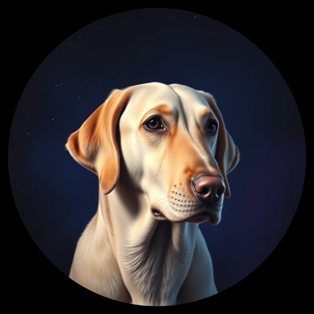 Cosmic medallion portrait of 670_G0380_0705, a Labrador Retriever